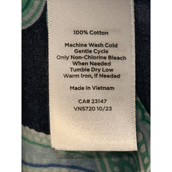 Talbots Women's Petite Small Button Up Blouse Baroque Floral Quiet Luxury Cotton - Picture 7 of 13